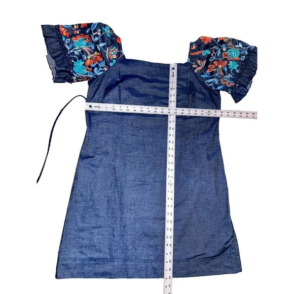 Signature by Robbie Bee Dress Womens Size 8‎ Floral Embroidered Ruffle Sleeve - Picture 9 of 11